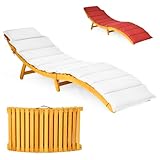 COSTWAY Sonnenliege klappbar mit Auflage, Gartenliege Holz mit klappbarer...