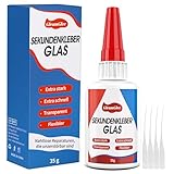 Sekundenkleber Glas 35g, extra stark Glaskleber transparent & wasserfest &...