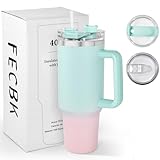 FECBK Thermobecher mit Strohhalm und Henkel 1,2L, 100% Auslaufsicherer...