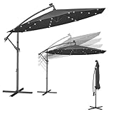 SONGMICS Sonnenschirm mit LED-Solar-Beleuchtung, Ampelschirm 300 cm d, 32...