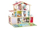 Hape Puppen-Villa Holz-Puppenhaus mit 10 Zimmern, kreatives Rollenspiel,...