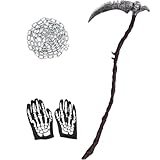 Tankermo Halloween Accessoires - Sense Tod & 300cm Kette & Skull Handschuhe...