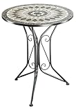 Kobolo Mosaiktisch Gartentisch Metall - H70 cm x D60 cm - grau