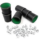 ROTKUSZ Schocken Set, 6 Würfelbecher Leder mit 36 Würfeln, Knobelbecher, Leder...