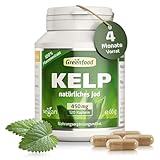 Kelp Kapseln, hochdosiert, 450mg - 120 Kapseln, vegan. Natürliche Jodquelle -...