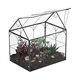 Relaxdays Pflanzenterrarium, Glas & Zinn, Deko Glashaus für Kakteen & Moos,...