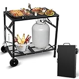 KHAMAL Faltbarer Grillwagen Grilltisch Outdoor - Tragbarer Pizzaofen-Tisch mit...