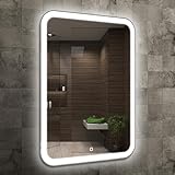 Venti 50x70cm Vertikaler Badezimmerspiegel mit LED Beleuchtung, Beleuchteter...