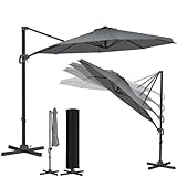 KESSER® Sonnenschirm Ampelschirm SUN Rund XL Ø330 cm Inkl. Abdeckung, 7-Fach...