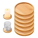 6 Stück Kerzenteller Holz 10cm, Kerzenuntersetzer Holz, Holzuntersetzer Rund...