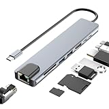8-in-1 USB-C-Hub, USB C auf HDMI 4K Adapter, RJ45 Ethernet, PD 100 W,...