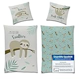 Familando Faultier Bettwäsche Set Decke 135x200 + Kissen 80x80 cm · Glatte...