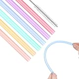 6 Stück Silikon Strohhalme 6 mm Wiederverwendbare Transparente Trinkhalme BPA...