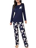 Evolyline Schlafanzug Damen Lang Pjama Set Zweiteiliger Schlafanzüge für Damen...