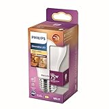 Philips LED Classic E27 WarmGlow Lampe, 75 W, Tropfenform, dimmbar, matt,...