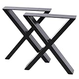 FUKEA Tischbeine Metall 2 Stück X Form Tischfüße Schwarz Tischgestell DIY...
