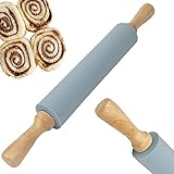 Retoo Nudelholz Silikon Teigroller mit Holzgriff und Antihaft Oberfläche 38 x...