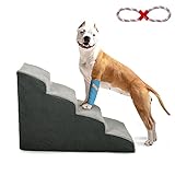 A.FATI Hundetreppe 50cm Hoch| 4 Stufen Hunderampe aus hochdichtem Schaumstoff...