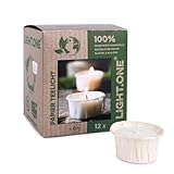 Wenzel Teelichter 12er Set – 6h Brenndauer, CO2-neutral & vegan – Rapswachs...