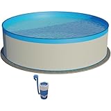 Stahlwandpool Set rund Arizona 350x90 cm, Stahl 0,3 mm weiß, Folie 0,2 mm blau,...