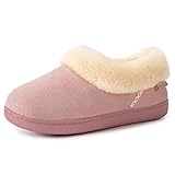 EverFoams Damen Geschlossener Rücken Hausschuhe Microsuede Flauschig Warm...