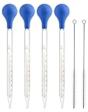 QWORK 4 Stück Glas Pipette Dropper 10ml, Glaspipette mit Gummi Saugnapf +...
