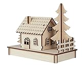 Rayher Holzbausatz Häuschen, 3D-Bausatz Holz, FSC zertifiziert, natur,...