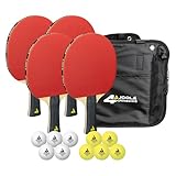 JOOLA Tischtennis-Set Quattro, 4 Tischtennisschläger + 10 Tischtennisbälle +...