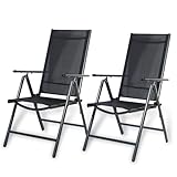 CCLIFE Gartenstühle Alu 2er Set,Gartenstuhl Hochlehner Klappbar, Balkonstühle...