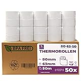 Thermorollen 80mm x 50m x 12mm - Kassenrollen - Bonrollen für Registrierkasse...
