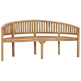 vidaXL Teak Massiv Sitzbank in Bananen-Form Gartenbank Parkbank Holzbank Bank...