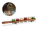 Relaxdays Schnapsbrett Holz, 6 Schnapsgläser, 4 cl, praktische Schnapslatte,...