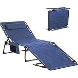 ALPHA CAMP Campingliege Faltbar Sonnenliege Klappbar Dreibeinliege Gepolstert...