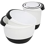 com-four® 3x Rührschüsseln in verschiedenen Größen, mit Stoppboden,...