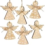MEJOSER 6 Stück Weihnachtsbaumschmuck Holz Engel Schutzengel Baumschmuck...