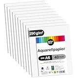 perfect ideaz - 40 Blatt Aquarellpapier DIN-A6, 290 g/m², Watercolor Paper...