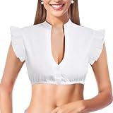 LUKIUP Damen Dirndlbluse V-Ausschnitt Flatterärmel Trachtenbluse, S/M/L/XL/XXL...