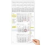 TOBJA 3 Monatskalender 2026 Wandkalender mit Schieber - 'Notizfeld & Platz für...