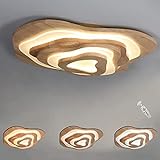 3-Etage LED Deckenleuchte Holz - Geölt Eiche Deckenlampe - Ring Dekorativ Acryl...