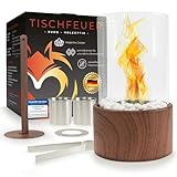 Flammenfuchs® einzigartiger Tischkamin in edler Holzoptik - Tischfeuer XXL-Set...
