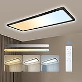 ONDTA LED Deckenleuchte Flach, 22W Schwarz 58x20cm 2700K-6500K, Deckenlampe mit...