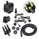 CLGarden Springbrunnen Pumpe Set mit 3X LED Beleuchtung warmweiß für...