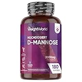 D-Mannose Kapseln - 2000mg pro Portion - 180 Mannose Stück - Vegan & Frei von...