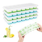 4 Pack Silikon Eiswürfelform Mit Decke, RISVOWO EiswüRfelbehäLter BPA Frei,...