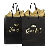 COLOFALLA 2 Stück Geschenktüten Schwarz Papiertüten mit Henkel Papiertüten...