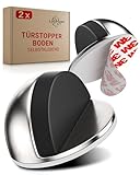 LouMaxx Türstopper Boden kleben 2er Set – Edelstahl-Optik - Türstopper zum...