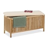 Relaxdays Wäschetruhe mit Sitz, Badhocker mit Stauraum, 100 l Wäschesammler,...