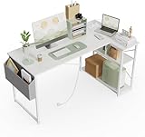 BEXEVUE Eckschreibtisch mit Steckdosenleiste – 120x70 cm Ergonomic Kleiner...