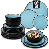 Geschirrset 6 Personen, vancasso AMBER Steingut Geschirr Set Handmade, Teller...