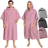 CalmyBEACH Frottee Badeponcho Damen Herren - Strandponcho 100% Baumwolle Surf...